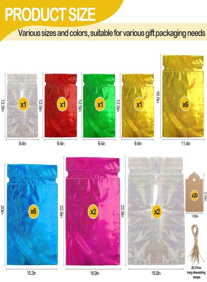 WXJ13 20 Pieces Christmas Gift Bags, Drawstring Gift Bags, Christmas Wrapping Bags with Drawstring Ribbons, Gift Bags Assorted Sizes Inserted Tags for Wrapping Holiday - Image 3